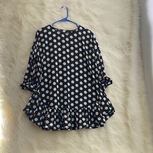 Zara Black and White Polka Dot Blouse